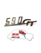 Scritta cromata Giannini 590 GT per cruscotto 6,8 x 2,2 cm Fiat 500