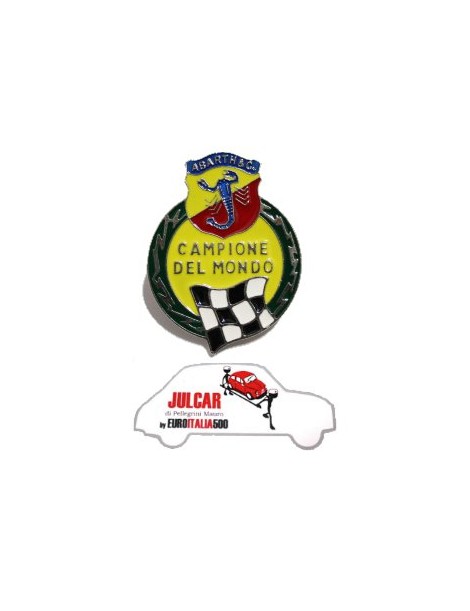 Fregio stemma laterale Abarth Campione del Mondo per parafango posteriore Fiat  500 - Julcar 500 S.r.l. - ricambi fiat 500