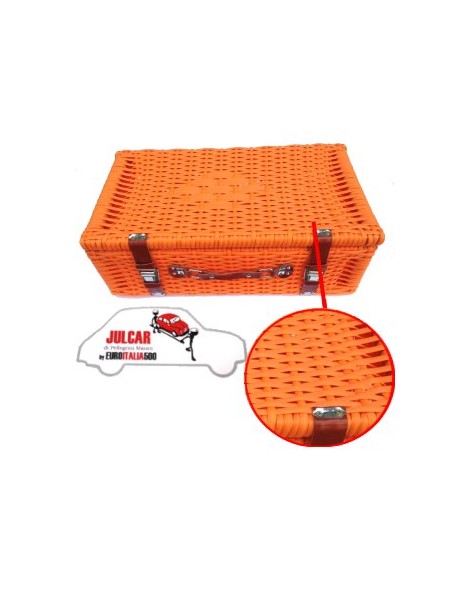 Valigia cestino in plastica intrecciata arancione Fiat 500