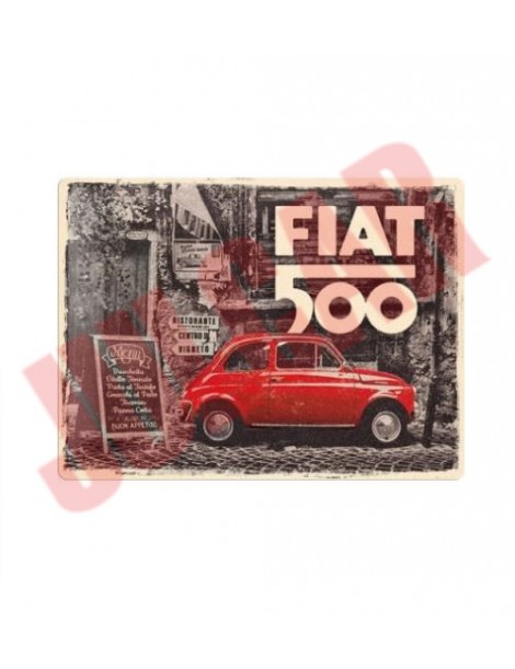 Insegna in metallo in rilievo 40x30cm Fiat 500
